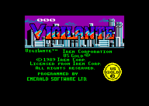 Vigilante title screen for Amstrad CPC