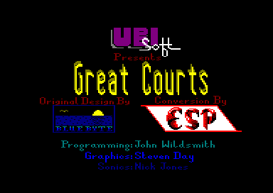 Pro Tennis Tour title screen for Amstrad GX4000