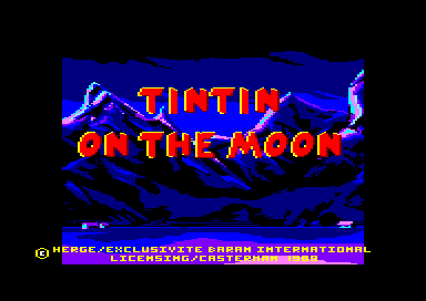 Tintin On The Moon title screen for Amstrad GX4000