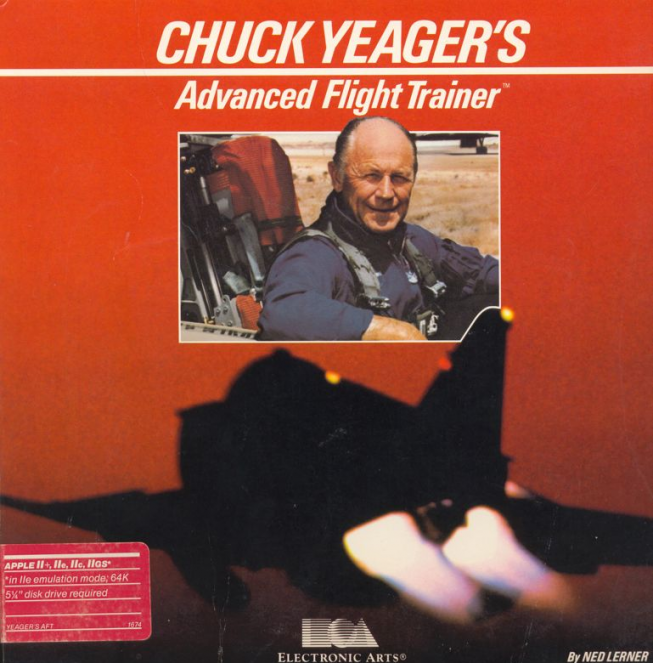 Chuck Yeager's Advanced Flight Trainer box art for Apple II