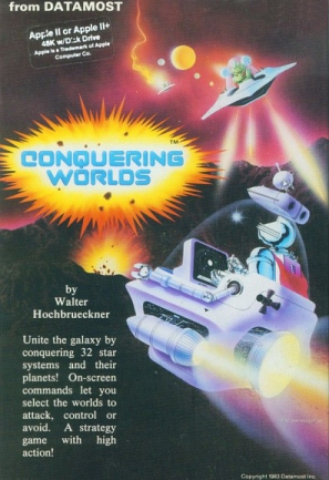 Conquering Worlds box art for Apple II