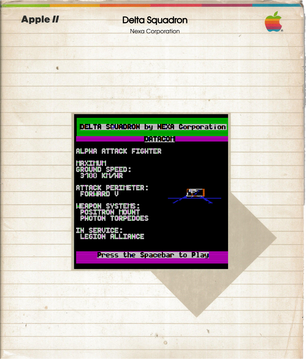 Delta Squadron box art for Apple II