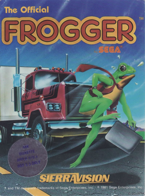 Frogger box art for Apple II