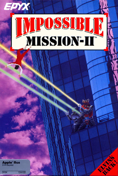 Impossible Mission II box art for Apple II