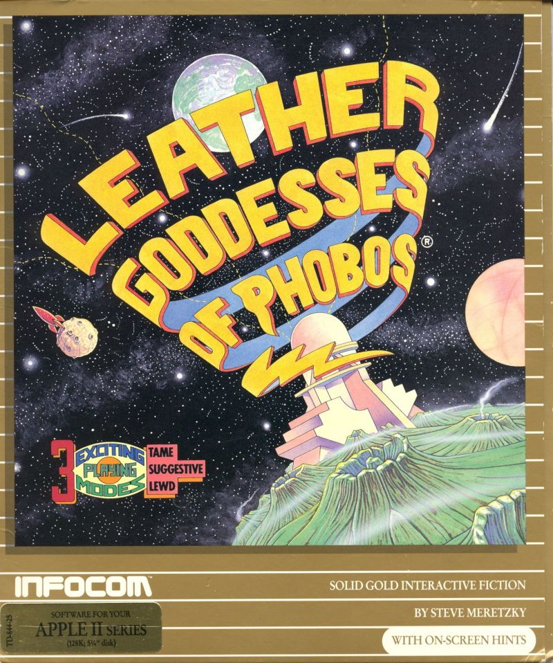 Leather Goddesses of Phobos box art for Apple II