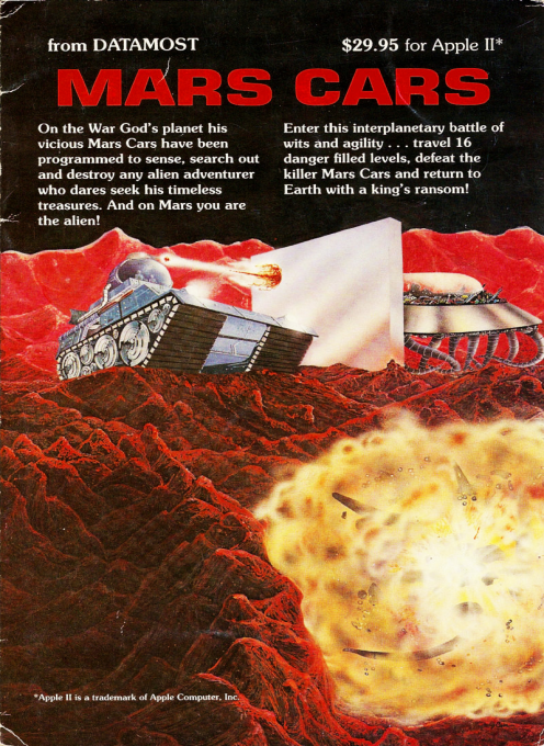 Mars Cars box art for Apple II