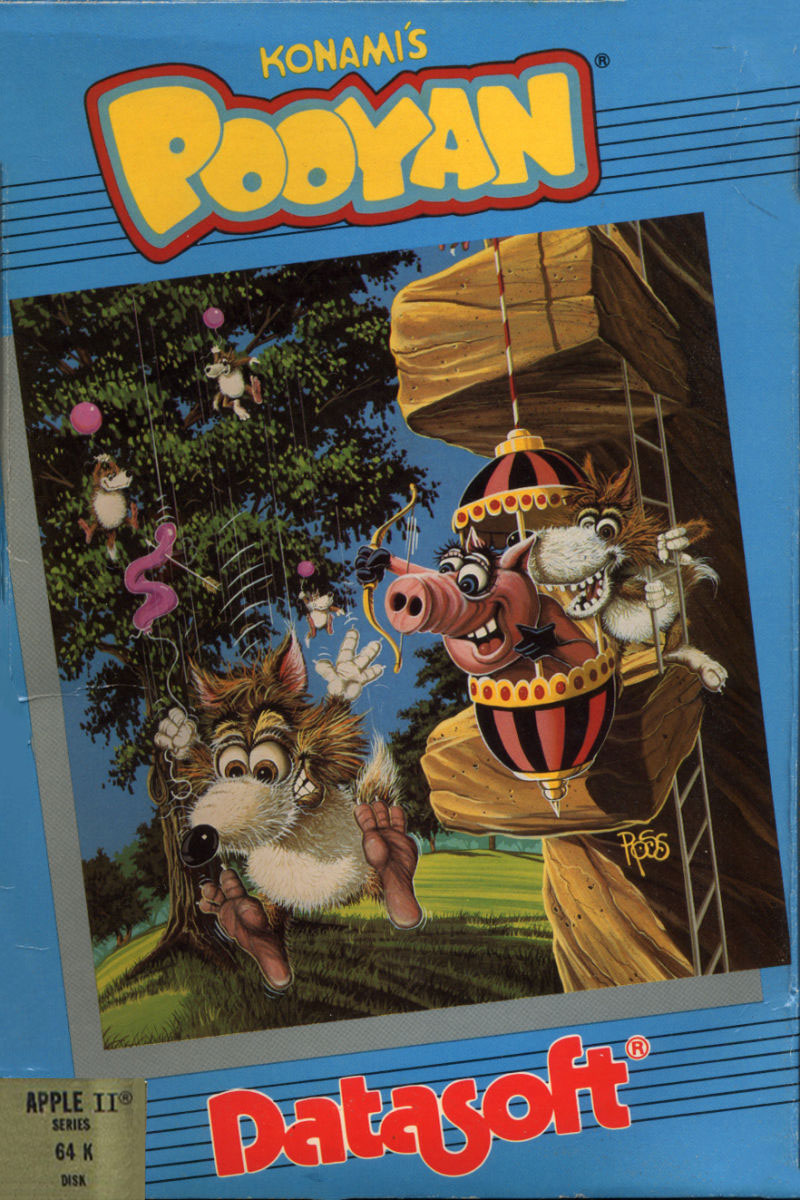 Pooyan box art for Apple II