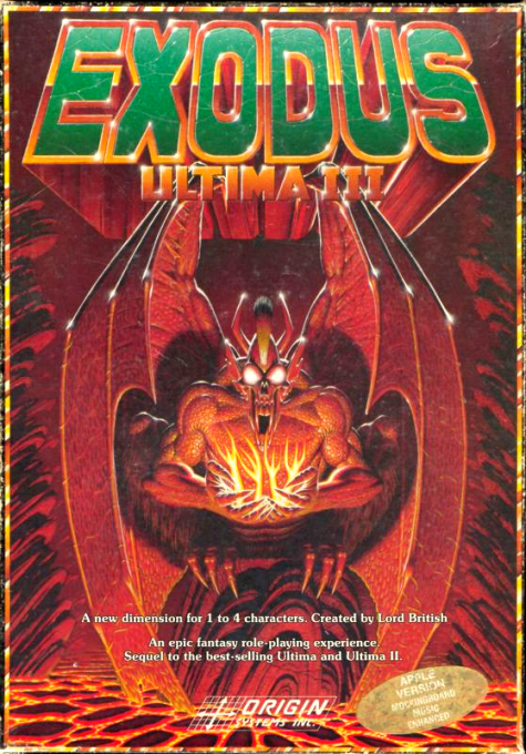 Ultima III: Exodus box art for Apple II