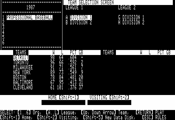 APBA Major League Players Baseball screenshot 3 for Apple II