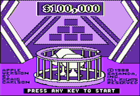 $100,000 Pyramid title screen for Apple II