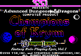 Advanced Dungeons & Dragons: Champions Of Krynn title screen for Apple II