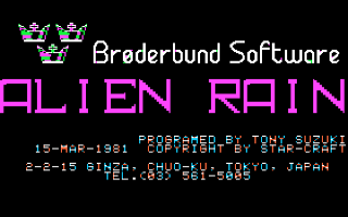 Alien Rain title screen for Apple II