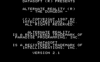Alternate Reality: The Dungeon title screen for Apple II