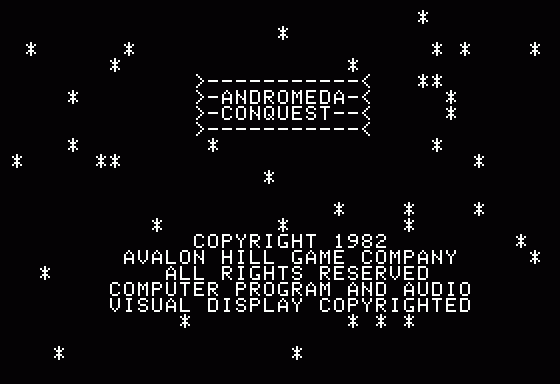 Andromeda Conquest title screen for Apple II