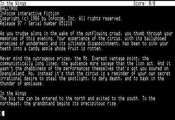Ballyhoo title screen for Apple II
