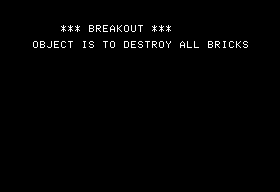 Breakout title screen for Apple II
