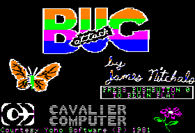 Bug Attack title screen for Apple II