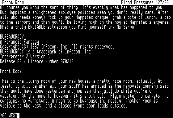 Bureaucracy title screen for Apple II