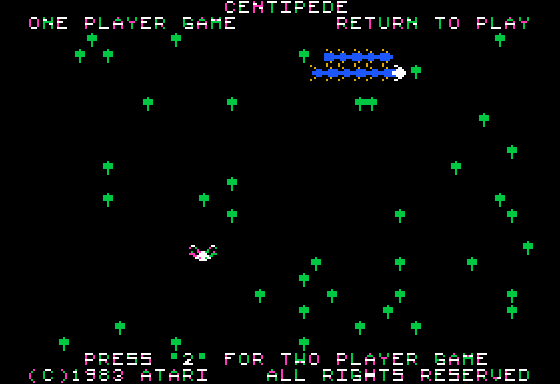 Centipede title screen for Apple II