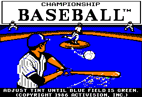 Championship Baseball title screen for Apple II