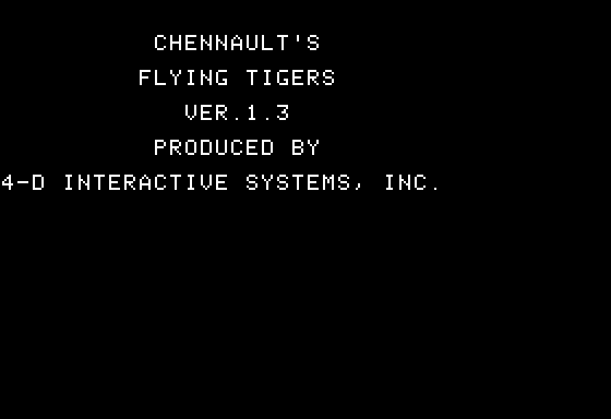 Chennault's Flying Tigers title screen for Apple II