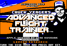 Chuck Yeager's Advanced Flight Trainer title screen for Apple II