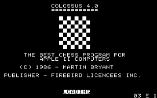 Colossus Chess 4 title screen for Apple II
