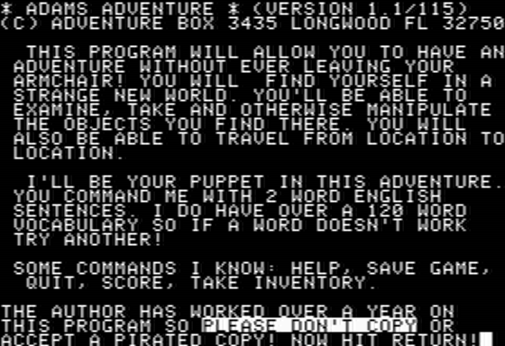 Count, The title screen for Apple II