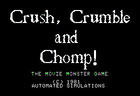 Crush, Crumble and Chomp! title screen for Apple II