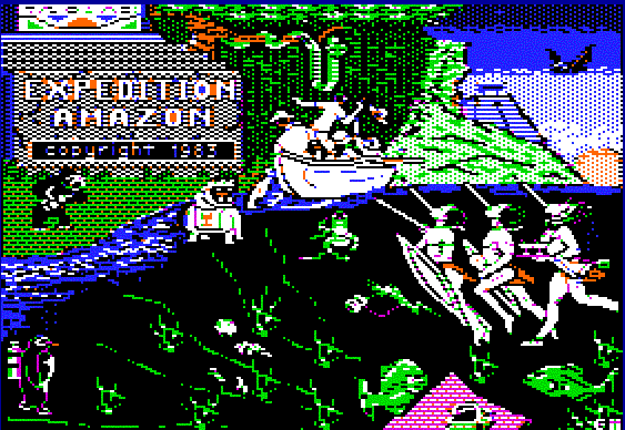 Expedition Amazon title screen for Apple II