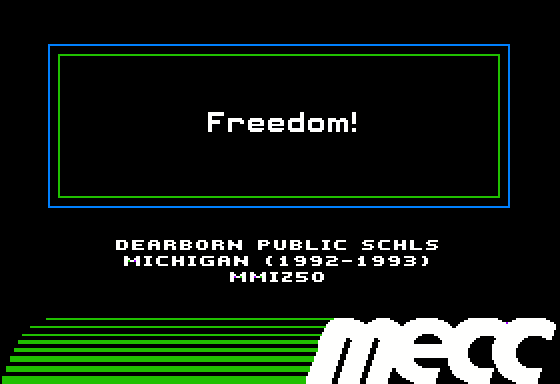 Freedom! title screen for Apple II