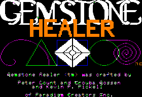 Gemstone Healer title screen for Apple II