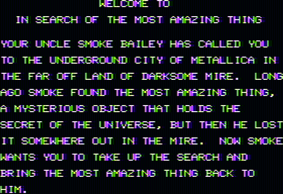 In Search of the Most Amazing Thing title screen for Apple II
