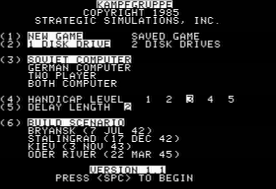 Kampfgruppe title screen for Apple II