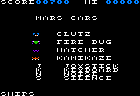 Mars Cars title screen for Apple II