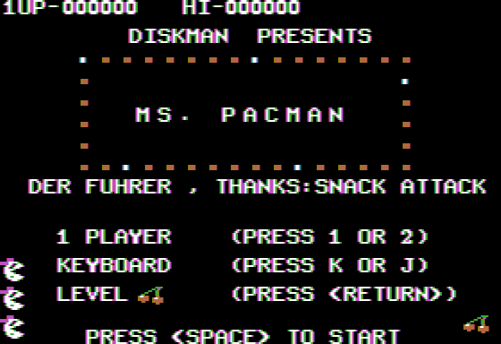 Ms. Pac-Man title screen for Apple II