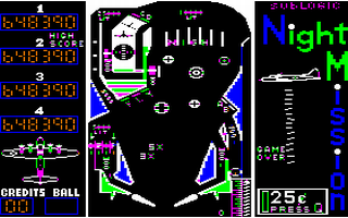 Night Mission Pinball title screen for Apple II