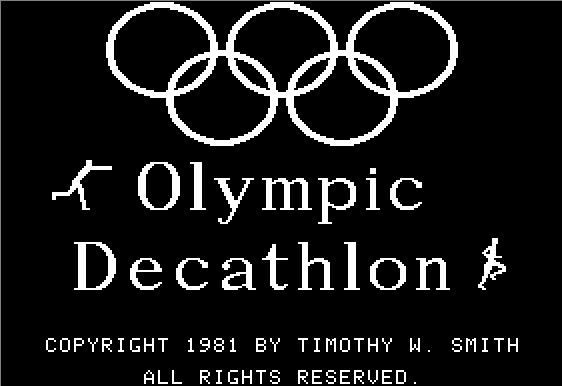 Olympic Decathlon title screen for Apple II