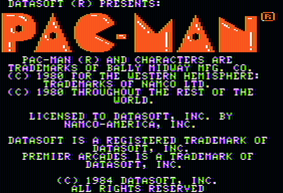 Pac-Man title screen for Apple II
