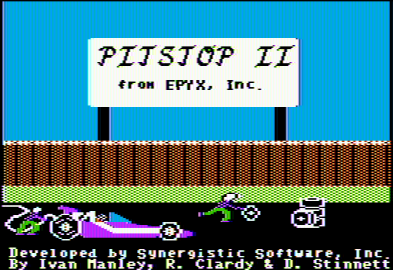Pitstop II title screen for Apple II