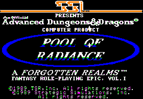 Pool of Radiance title screen for Apple II