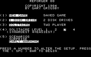 Reforger '88 title screen for Apple II