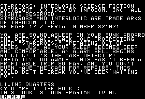 Starcross title screen for Apple II