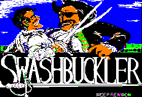 Swashbuckler title screen for Apple II