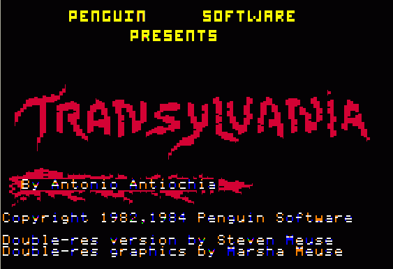 Transylvania title screen for Apple II