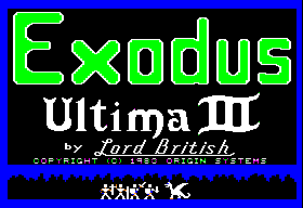Ultima III: Exodus title screen for Apple II