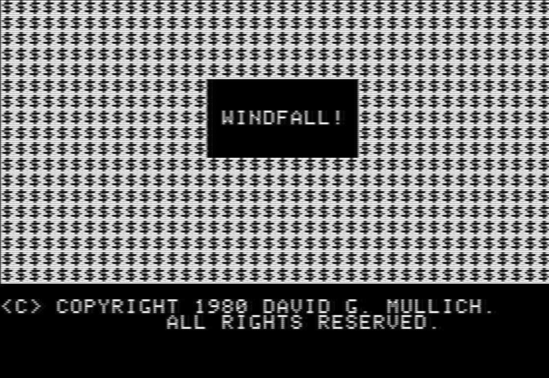 Windfall: The Oil Crisis Game title screen for Apple II