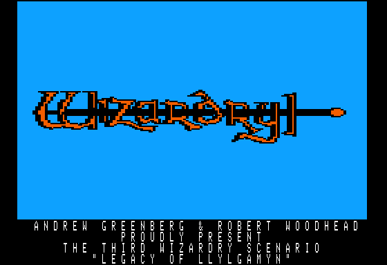 Wizardry III: Legacy of Llylgamyn title screen for Apple II