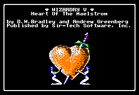 Wizardry V: Heart of the Maelstrom title screen for Apple II