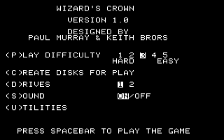 Wizard's Crown title screen for Apple II